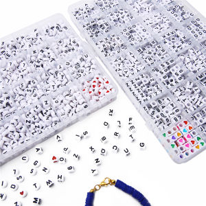 1Box Acrylic Alphabet Beads And Heart Shape Beads Cube/Round Flat Loose Spacer Beads For Jewelry Making Handmade DIY Bracelet Necklace