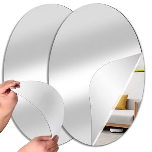 3D Acrylic Mirror Sticker for Home Decoration / Soft Self Adhesive Oval Mirrors / Wall Stickers Mirror for Bedroom Bathroom 30x20cm