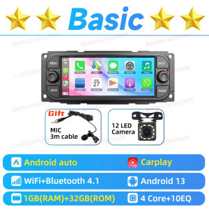 1 Din Radio Stereo Head Unit Android Car Multimedia for Jeep Dodge Chrysler Plymouth Old Year Universal 6.86" Screen Carplay GPS