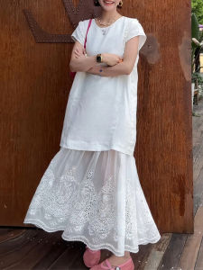 Shalldoer | Váy vải lanh không tay cổ tròn kiểu Pháp cho nữ mùa hè mới rộng rãi thon gọn thanh lịch váy dài chữ A váy midi váy chữ A