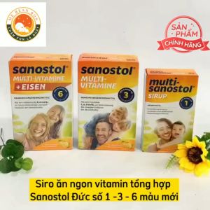 Vitamin tổng hợp cho bé Sanostol số 1 số 3 và số 6 của Đức cho bé biếng ăn hấp thụ kém từ 1 tuổi trở lên hỗ trợ tăng hệ miễn dịch sức đề kháng giúp trẻ phát triển cân bằng giữa phát triển chiều cao cân nặng - mẹ bean bon