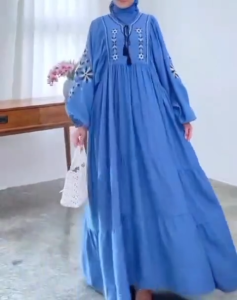 COD Dress Terbaru / Brenna Dress Bordir / Bahan Polo Linen / Dress Lebaran 2025 / Gamis Termurah