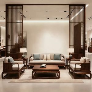 North America Black Walnut Solid Wood Minimalist Chinese Style Luxury Sofa Combination Song Aesthetic Furniture Living Room