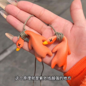 Color Changing Roast Duck Keychain Fun Prank under UV Light Resin Craft Creative Premium Quality Fake Food Series Decoration