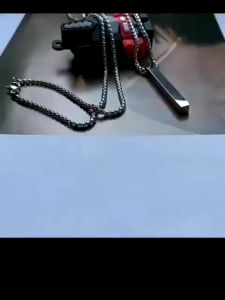 Kalung Titanium Liontin Balok Silver Pria Dan Wanita Semua Kalangan/Kalung Fashion Korean Style Stainless Stell Antikarat
