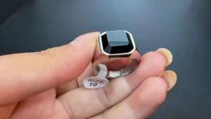 Simple Fashion Stainless Steel With Zircon Black Agate Stone Rings For Men Women High Quality Wedding Jewelry Gifts Dropshipping