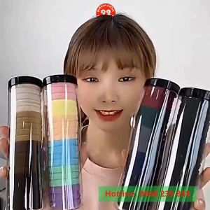 Set 20 dây cột tóc dây buộc tóc trơn co giãn mềm mại phong cách Hàn Quốc tặng - Ống 20 dây buộc tóc cho nữ tặng kèm hộp thun buộc tóc hottren nhiều màu