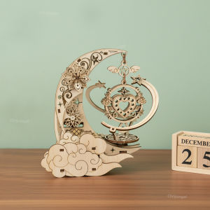 3D Wooden Puzzle Moon Star Music Box DIY Assembly Rotating Craft Decoration STEAM Educational Toys Gift for Adults Teens Kids
