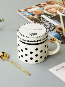 Retro French Style Ceramic Coffee Mugs Large Capacity Water Cups with Lid Vintage Breakfast Cups for Women Vintage Pattern