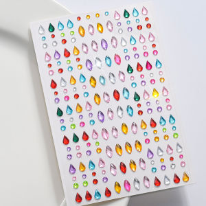 1Pcs 3D Iridescent Love-Heart Face Gems Self-Adhesive Stickers Sparkle Diamond Temporary Tattoos for Child Gril Eye Body Makeup