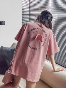 Dopamine Summer Womens Short Sleeve Mid-Length T-Shirt Design Sensation Back Wings Street Style Top Missing Bottom Half Skirt