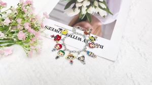 Bandai | One Piece Anime Charm Bracelet Silver Color Adjustable Chain Cute Straw Hat Crew Character Enamel Dangle Wrist Jewelry Gift
