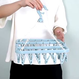 Móc Nhựa 32 Kẹp H236 Treo Quần Áo Trẻ Em Treo Đồ Lót Tã Vớ Chống Gió Có Thể Gấp Đôi Gọn Gàng Loại Nhựa Tốt