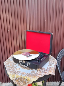 Portable Bluetooth Turntable - 3-Speed Vinyl Record Player with Built-in Speaker AUX/RCA Output (Perfect Gift)