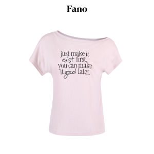 Fano | Áo Thun Kiểu Dáng Trễ Vai Phong Cách Lười Có In/Thêu Chữ