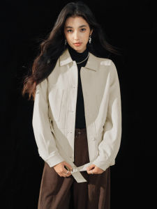 Retro Lapel Belted Waist Casual Elegance Workwear Jacket