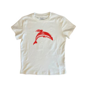 Áo Thun Tay Ngắn in Hình Du Kích Cỡ Nhỏ Cạp Cao Mùa Hè 2025 Cho Nữ Màu Trắng Phong Cách Mỹ