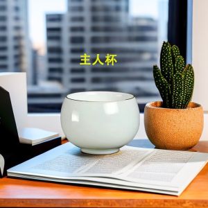 ถ้วยชาดินสีขาวขนาดใหญ่ทนความร้อนสำหรับใช้ในบ้าน ถ้วยดินเผาแบบจีนโบราณสำหรับดื่มน้ำมันมะกอก ถ้วยดินเผาแบบสีบริสุทธิ์