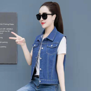 Versatile Short Denim Vest Womens Spring Autumn Fashion 2025 New Korean Style Slim Fit Sleeveless Tank Top Jacket