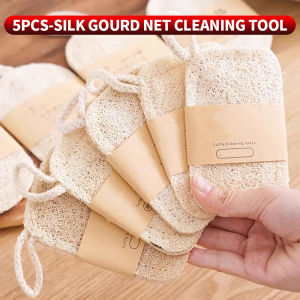 10PCS/5PCS/1PC - Double layer natural loofah sponge for kitchen cleaning biodegradable suitable for kitchen cleaning