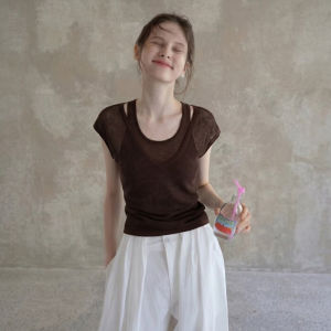 CHOEFULYN | Slim Design Hollow Out Neck Tie Sleeveless Tee