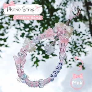 Phone Strap Custom Nama | Phone Strap lilac Series | Phone Strap Aesthetic | Phone Strap Beads