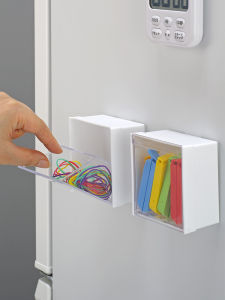 Inomata Magnetic Refrigerator Storage Box Kitchen Trinket Basket Iron Frame Hook Rack No Drilling Required Plastic Material