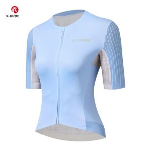 X-TIGER Nữ Mùa Hè Đi Xe Đạp Quần Áo Thoáng Khí Tay Ngắn Áo Sơ Mi Thể Thao Yoga Xe Đạp Thể Thao Jersey Nhanh Khô Chống Mồ Hôi Dây Kéo