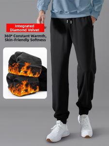 Warm Insulated Tapered Mens Sweatpants