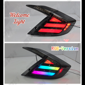 Honda Civic FC (2016-2021) MUGEN RGB Tail Lamp Tail Light LED Daylight DRL Taillamp Taillight Sequential Running Signal Brake Light Welcome Light Taillamps Taillights 2016 2017 2018 2019 2020 2021