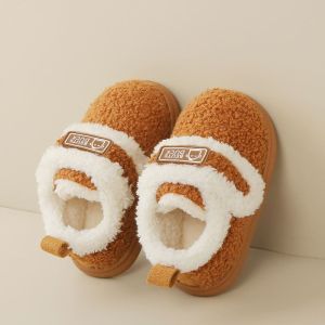 Thickened Cotton Slippers for Baby Boys Indoor Home Floor Shoes Convenient Easy to Wear Childrens Cotton Shoes Non-Slip Sole