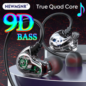 Newmsnr | NEW Quad Core Earphones 9D Surround Sound Bass Type C&3.5mm In Ear Headphones Noise Reduction Earbuds Gaming Headset for Samsung