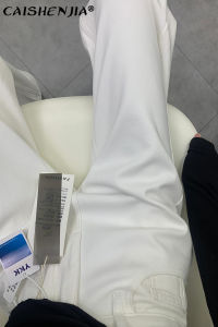 White Slim Wide Leg Jeans Womens High Waist Loose Fitting Straight Floor Length Pants Casual Pure Color Button Zipper Style