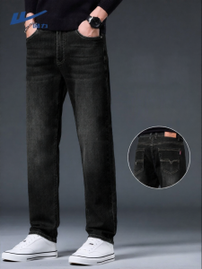 Warrior | Quần Jeans Nam Dáng Suông Retro Rửa Mòn Tăng Chiều Cao