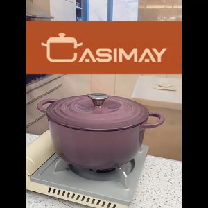 Fig Purple Premium Cast Iron Enamel Pot Casserole Round Dutch Oven Enamel Pot Stew Pot Multi-Functional Soup Pot