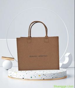 Large Casual Felt Tote Bag Battery Lithium Pack Fashionable Handbag Simple Letter Matched Stylish Shopping Bag for Youth