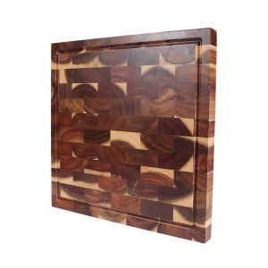Thớt Gỗ Keo Acacia Cắt Theo Vân Gỗ Kích Thước 13.98x13.98x1.1 Inch Hình Vuông Có Rãnh Hứng Nước Chất Liệu Gỗ Thịt.