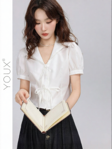 YOUXIANG | Áo Sơ Mi Trắng Đính Nơ Phù Hợp Nhiều Dịp Ôm Sát