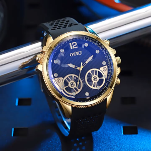 Đồng hồ mới Đồng hồ nam Skeleton Mặt số lớn Blu-ray Flywheel Watch Xu hướng sinh viên đồng Hồ đeo Nam