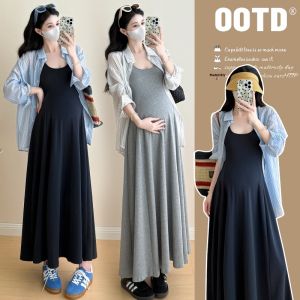 Summer Stripe Sun Protection Maternity Dress