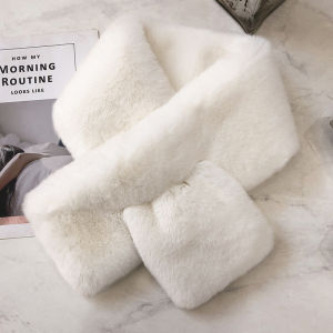 Rex Rabbit Fur Scarf K-style Womens Fall and Winter Scarf Easiest for Match New Warm Thickened Pure Color Fur Bandana Imitation Fur
