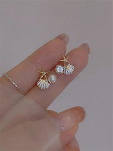 Unique 925 Silver Needle Star Shell Earrings Womens Luxury Minimalist Design Sensation Ear Jewelry Simple Elegant Fashion