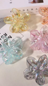 Murah Banget - Jepit Rambut Bunga Kamboja / Jepit Rambut Akrilik Transparant / Hair Claw Hologram / Jedai Rambut Shinning Glossy