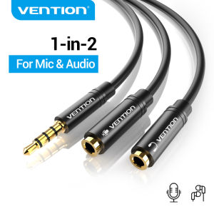 Vention | Vention 3.5mm Audio Splitter Extension Cable Jack 3.5mm 1 Male to 2 Female Mic Y Splitter for Laptop Headphone Aux Cable Adapter