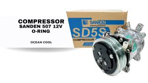 คอมเพรสเซอร์ ซันเด้น 507 (5S11) โอริง 12 โวลต์ ไม่มีหัวเติมน้ำยา แท้ COM0209 COMPRESSOR SANDEN 507 O-RING 12V คอมแอร์ ซันเด้น คอมเพลสเซอร์