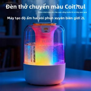 Máy Tạo Độ Ẩm Siêu Âm 2200ML Với Cổng Phun Kép USB Phun Sương Tạo Sương Mù Dày Máy Khuếch Tán Tinh Dầu Đèn Màu Tương Thích Cho Phòng Ngủ Gia Đình