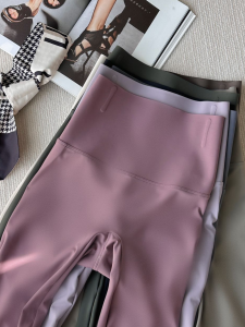 กางเกงโยคะทรงขากระดูกปลาเอวสูงแบบบางสำหรับผู้หญิง กางเกงออกกำลังกายฟิตเนส 5D Ultra Model กางเกงยีนส์ทรงเข้ารูป