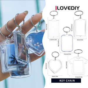 [ILOVEDIY] Blanks Acrylic Key Chains Insert Photo Plastic Key Chains for DIY Belongs to You Choose Shapes Gifts