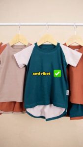 Piyama Raglan Baju Anak Two Tones Colors Kaos Earth Tone