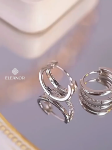 Bông tai nữ chuôi bạc 925 Eleanor Accessories hình tròn khuyên tai basic phụ kiện trang sức 10832